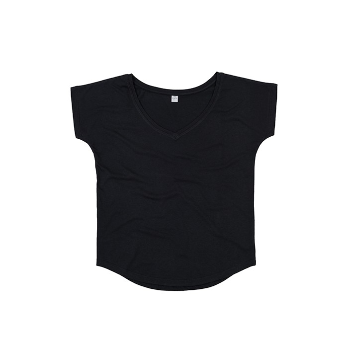 Damski luźny t-shirt z dekoltem w serek