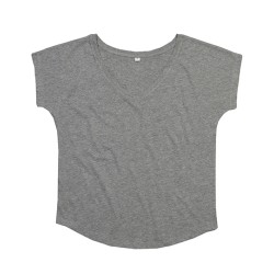 Damski luźny t-shirt z dekoltem w serek
