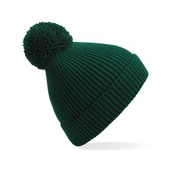 Engineered Knit Ribbed Pom Pom Beanie