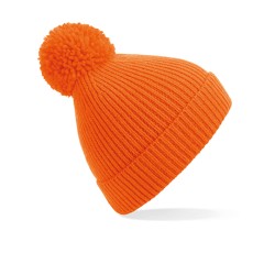 Engineered Knit Ribbed Pom Pom Beanie