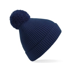 Engineered Knit Ribbed Pom Pom Beanie