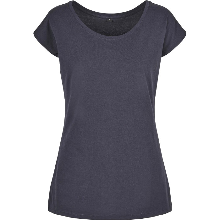 Damski T-shirt z szerokim dekoltem