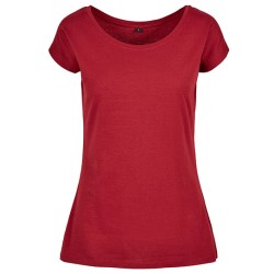 Damski T-shirt z szerokim dekoltem