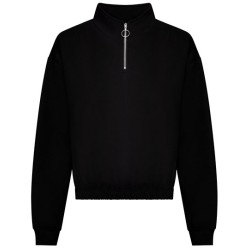 Damski cropowany sweter z ćwierć zamkiem