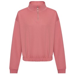 Damski cropowany sweter z ćwierć zamkiem