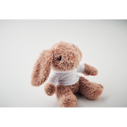 Bunny plush wearing a hoodie